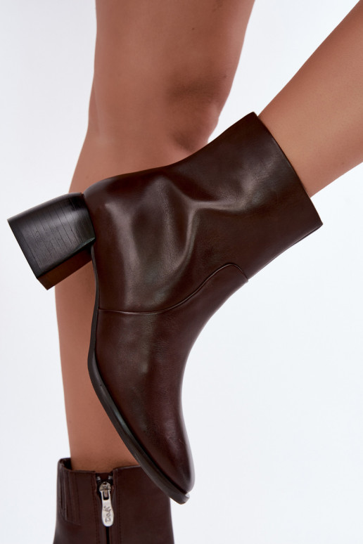 Wärmende Stiefeletten mit natürlichen Lederabsätzen CR62-3391 schokoladenfarben