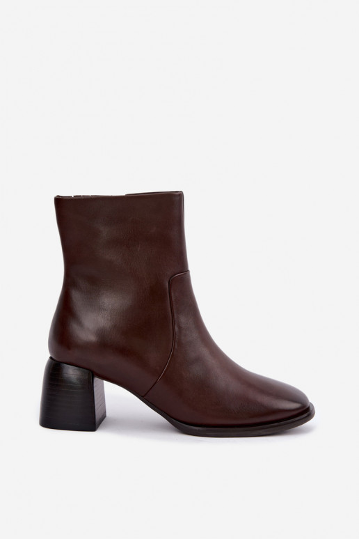 Wärmende Stiefeletten mit natürlichen Lederabsätzen CR62-3391 schokoladenfarben