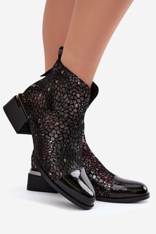 Wärmende Stiefel aus Kunstveloursleder Klocke LZ62-2043 braun-schwarz