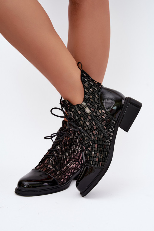 Wärmende Damenstiefel aus Kunstveloursleder D&A LZ62-2030 schwarz