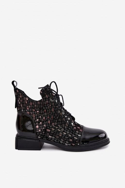 Wärmende Damenstiefel aus Kunstveloursleder D&A LZ62-2030 schwarz