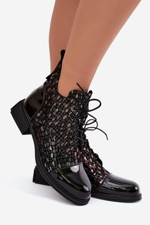 Wärmende Damenstiefel aus Kunstveloursleder D&A LZ62-2030 schwarz