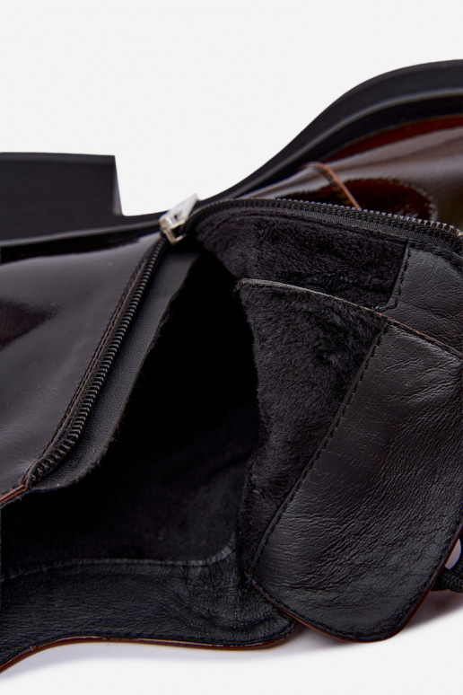 Wärmende Stiefeletten aus Kunstleder mit Lackeffekt Klocke GOE UU2N4128 dunkelbraun