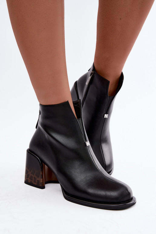 Wärmende Damen-Stiefeletten aus Kunstleder mit Absätzen GOE UU2N4204 schwarz