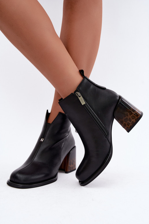Wärmende Damen-Stiefeletten aus Kunstleder mit Absätzen GOE UU2N4204 schwarz