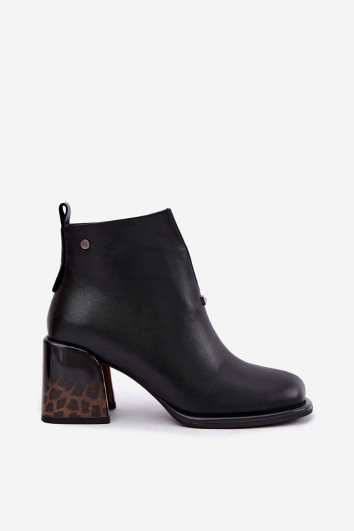 Wärmende Damen-Stiefeletten aus Kunstleder mit Absätzen GOE UU2N4204 schwarz