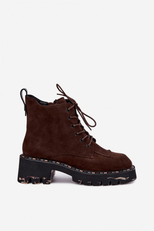 Wärmende Stiefeletten aus Kunstveloursleder Artiker 59C0247 schokoladenfarben
