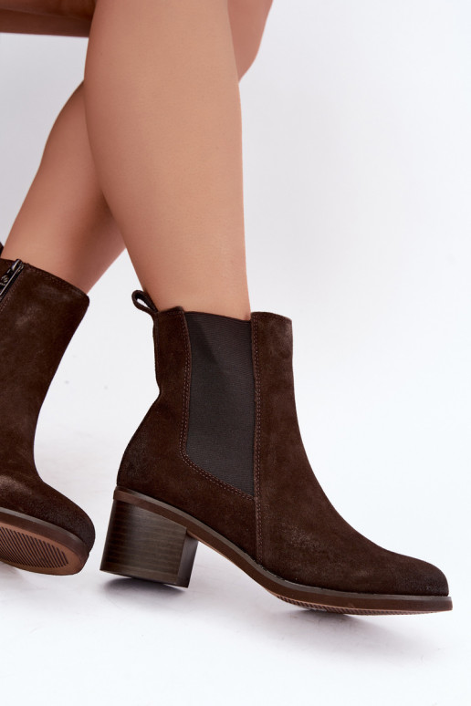 Stylische wärmende Stiefeletten aus Kunstveloursleder Klocke Vinceza 133105 schokoladenfarben
