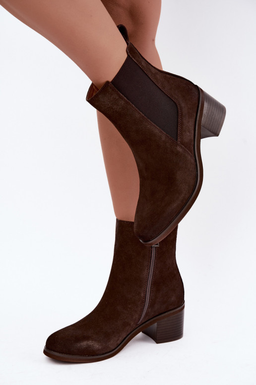Stylische wärmende Stiefeletten aus Kunstveloursleder Klocke Vinceza 133105 schokoladenfarben
