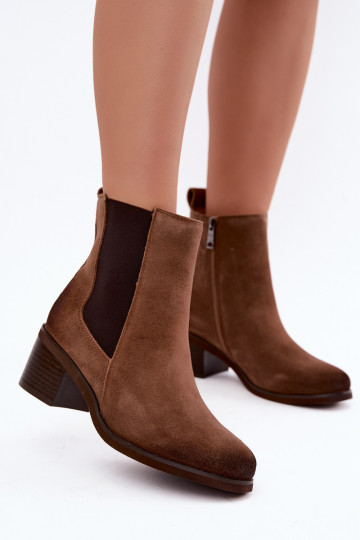 Stylische wärmende Stiefeletten aus Kunstveloursleder Klocke Vinceza 133105 braun 2