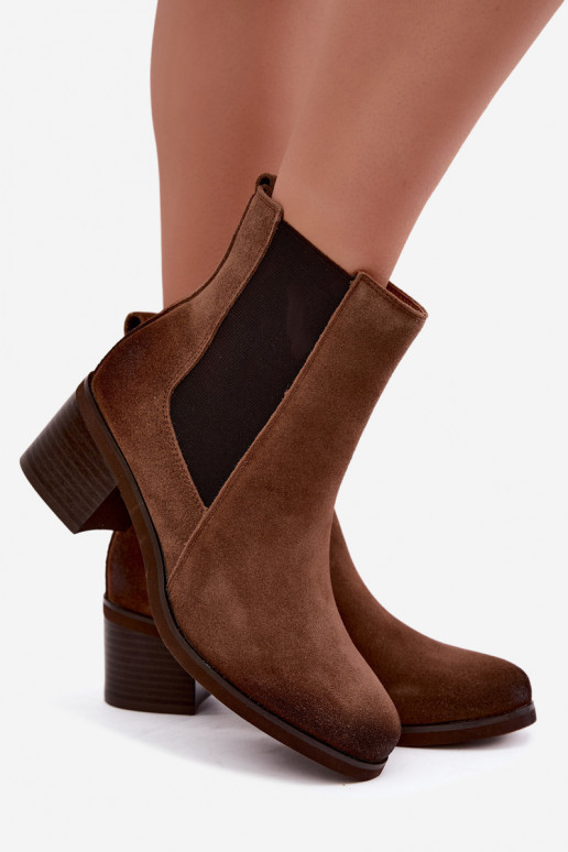 Stylische wärmende Stiefeletten aus Kunstveloursleder Klocke Vinceza 133105 braun