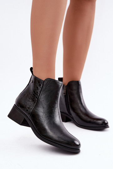 Wärmende Stiefeletten aus Kunstleder mit niedrigem Absatz Vinceza 133133 schwarz 2