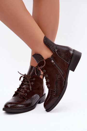Wärmende Stiefeletten mit geprägtem Design Vinceza 16524 schokoladenfarben 2
