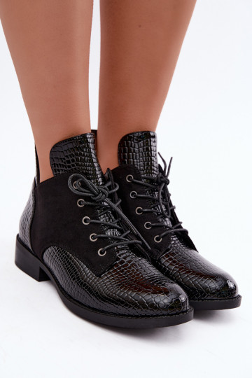 Wärmende Stiefeletten mit geprägtem Design Vinceza 16524 schwarz