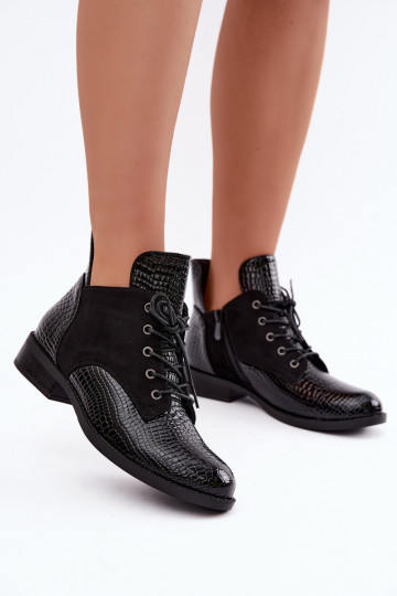 Wärmende Stiefeletten mit geprägtem Design Vinceza 16524 schwarz 2