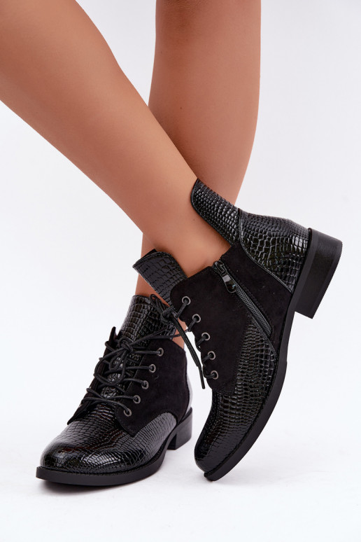 Wärmende Stiefeletten mit geprägtem Design Vinceza 16524 schwarz