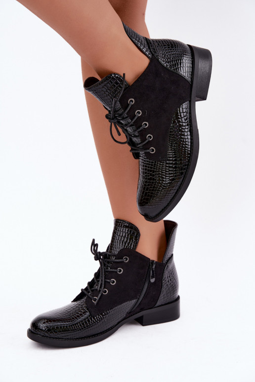 Wärmende Stiefeletten mit geprägtem Design Vinceza 16524 schwarz
