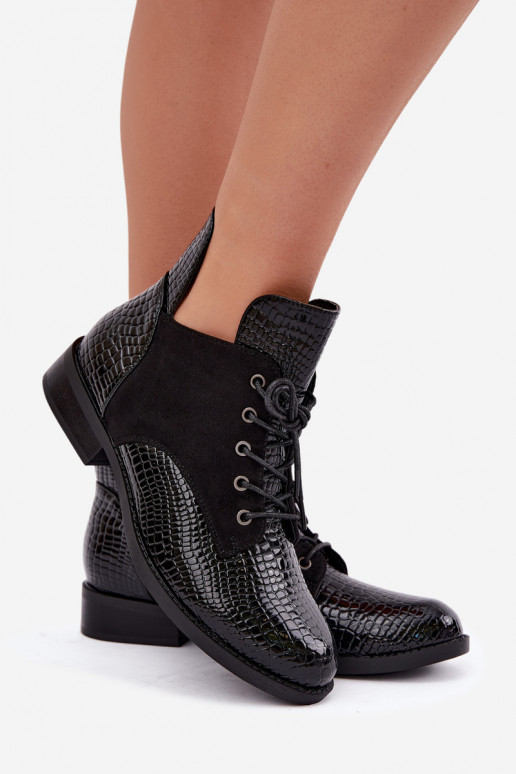 Wärmende Stiefeletten mit geprägtem Design Vinceza 16524 schwarz