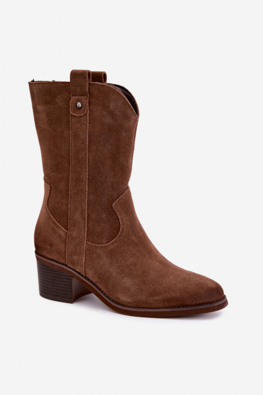 gefütterte Cowboy-Stiefeletten mit Absätzen Vinceza 133106 in braun