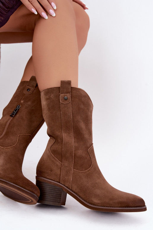 gefütterte Cowboy-Stiefeletten mit Absätzen Vinceza 133106 in braun