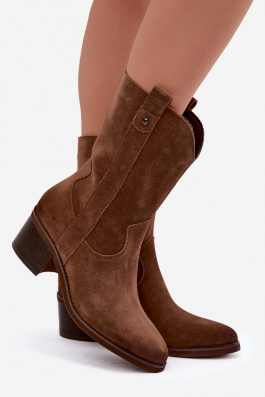gefütterte Cowboy-Stiefeletten mit Absätzen Vinceza 133106 in braun