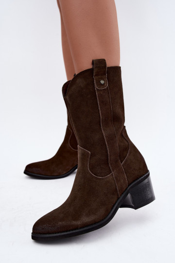 gefütterte Cowboy-Stiefeletten mit Absätzen Vinceza 133106 in schokoladenbraun 2
