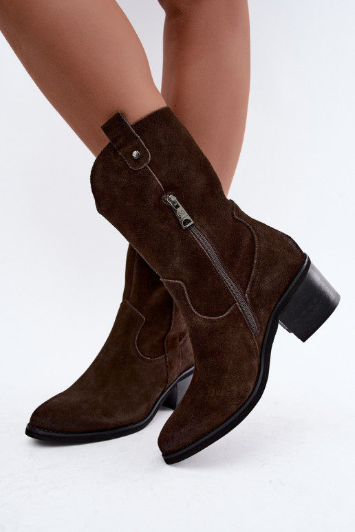 gefütterte Cowboy-Stiefeletten mit Absätzen Vinceza 133106 in schokoladenbraun