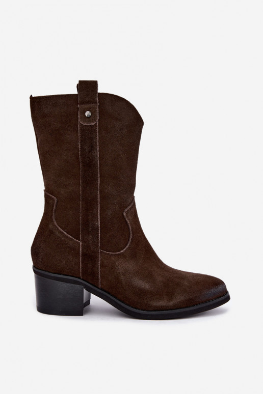gefütterte Cowboy-Stiefeletten mit Absätzen Vinceza 133106 in schokoladenbraun