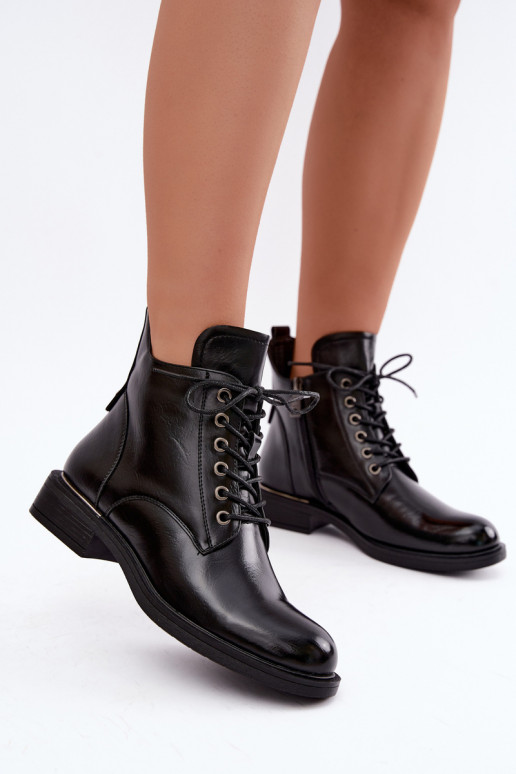 gefütterte Stiefeletten mit breiten Absätzen Vinceza 58677 in schwarz