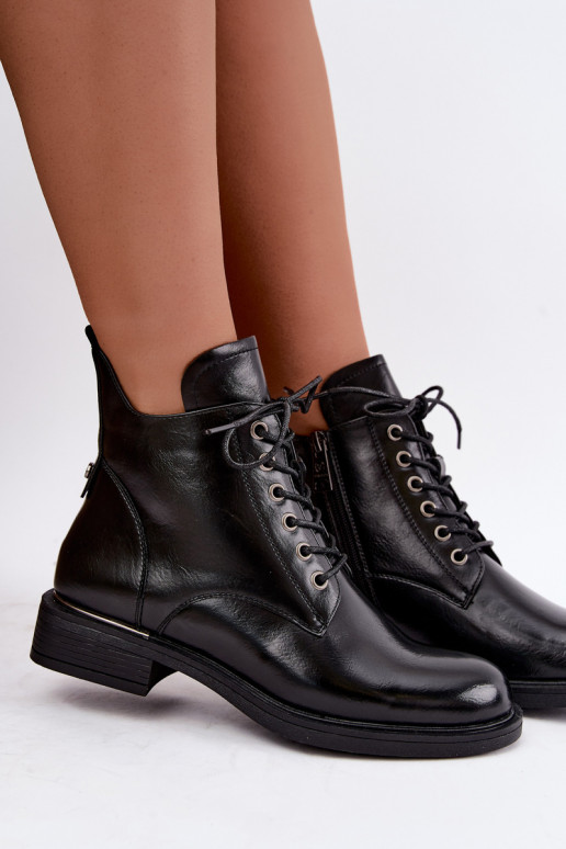gefütterte Stiefeletten mit breiten Absätzen Vinceza 58677 in schwarz