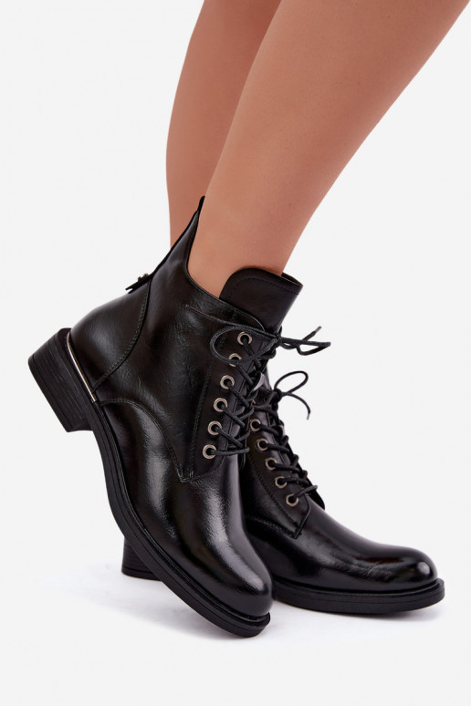 gefütterte Stiefeletten mit breiten Absätzen Vinceza 58677 in schwarz