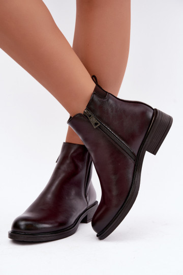 gefütterte Damen-Stiefeletten mit breiten Absätzen Vinceza 58690 in bordeaux 2