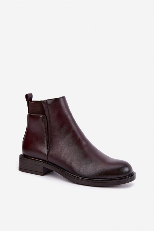 gefütterte Damen-Stiefeletten mit breiten Absätzen Vinceza 58690 in bordeaux