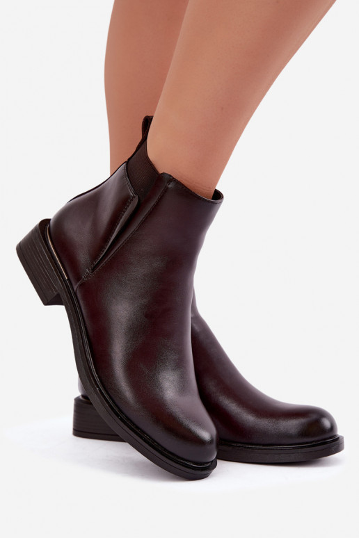 gefütterte Damen-Stiefeletten mit breiten Absätzen Vinceza 58690 in bordeaux