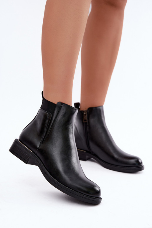 gefütterte Damen-Stiefeletten mit breiten Absätzen Vinceza 58690 in schwarz