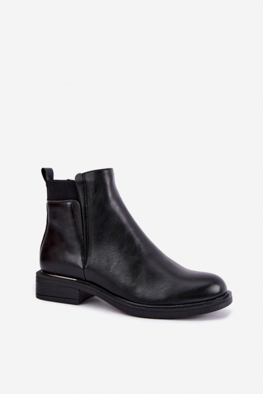 gefütterte Damen-Stiefeletten mit breiten Absätzen Vinceza 58690 in schwarz