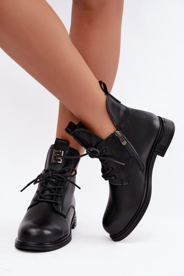 gefütterte Stiefeletten mit breiten Absätzen und Ornamenten D&A MK62-7034 in schwarz 2