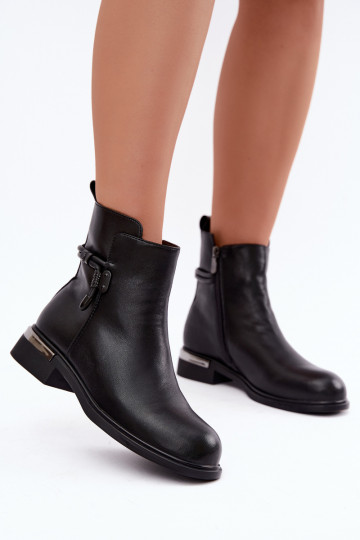gefütterte Damen-Stiefeletten mit verzierten Absätzen D&A MK62-7025 in schwarz 2