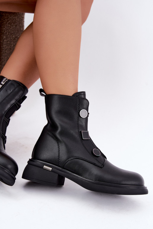 gefütterte Stiefeletten mit geometrischen Details D&A MK62-7030 in schwarz
