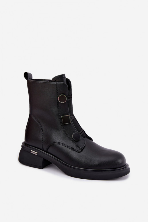 gefütterte Stiefeletten mit geometrischen Details D&A MK62-7030 in schwarz