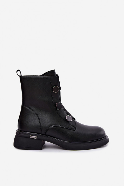 gefütterte Stiefeletten mit geometrischen Details D&A MK62-7030 in schwarz