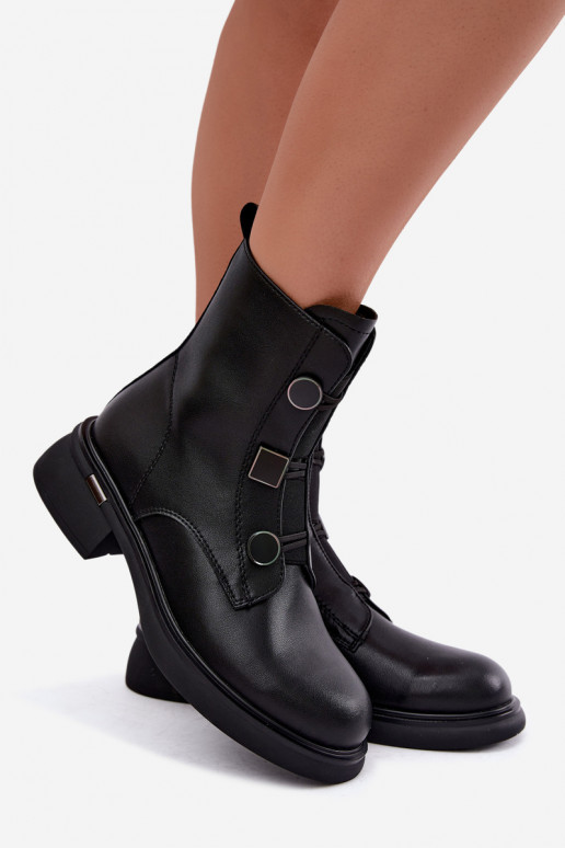 gefütterte Stiefeletten mit geometrischen Details D&A MK62-7030 in schwarz