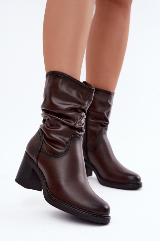 gefütterte Stiefeletten mit Rüschen und Absätzen Sergio Leone BT-60 in schokoladenbraun