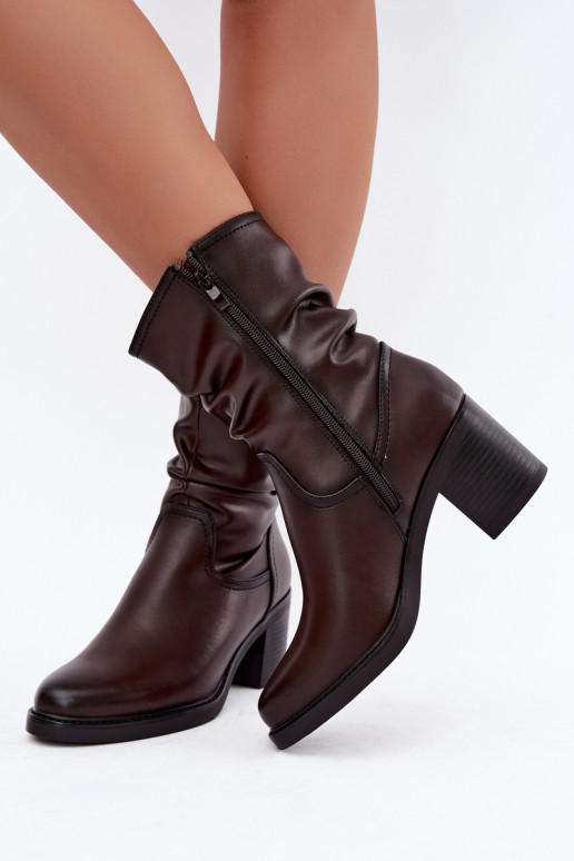 gefütterte Stiefeletten mit Rüschen und Absätzen Sergio Leone BT-60 in schokoladenbraun