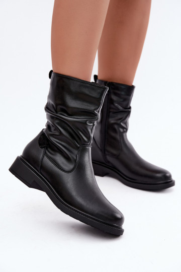 gefütterte zerknitterte Stiefeletten mit breiten Absätzen Sergio Leone BT-08 in schwarz 2