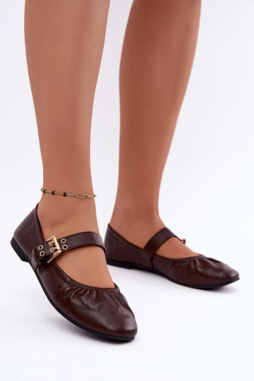 Balletschuhe mit Rüschen und Riemen in Schokolade Irelissa 2