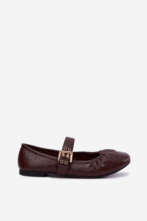 Balletschuhe mit Rüschen und Riemen in Schokolade Irelissa