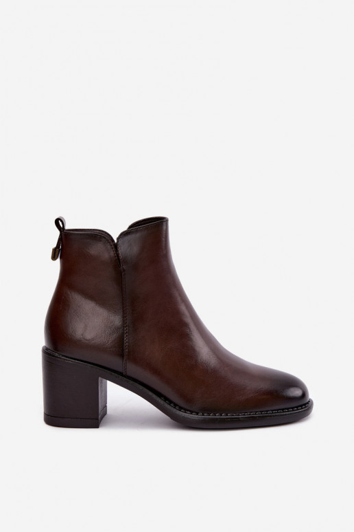 Wärmende Stiefeletten mit Absätzen in dunkelbrauner Farbe Vinceza 58650