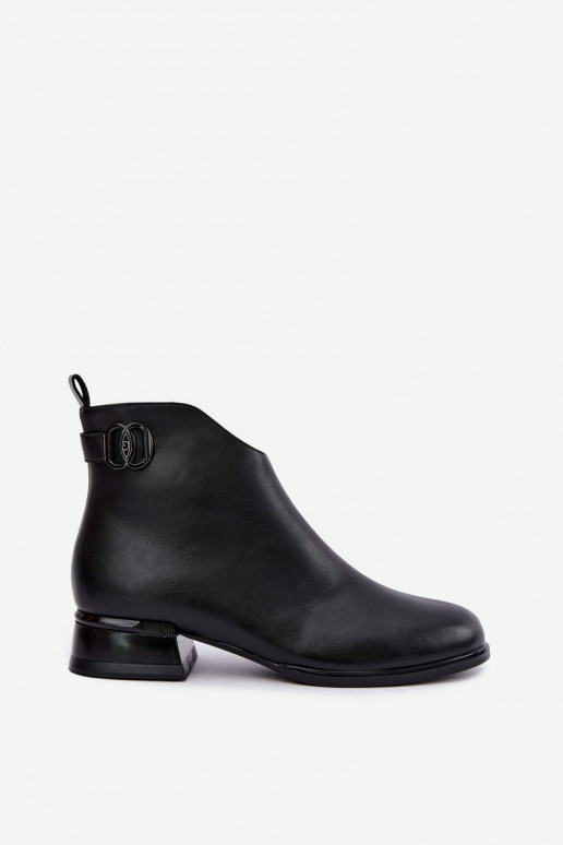 Wärmende Stiefeletten mit dekorativen Riemen in schwarzer Farbe Vinceza 58692
