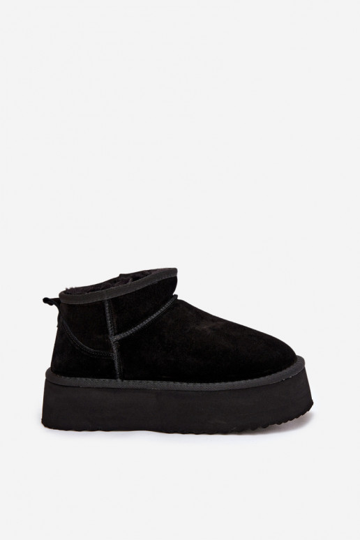 Damen Schneestiefel aus Kunstveloursleder in Schwarz